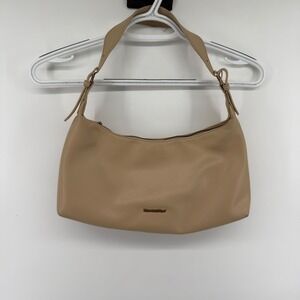Y2K Montana West Tan Faux Leather Hobo Shoulder Bag Gold Hardware Minimalist